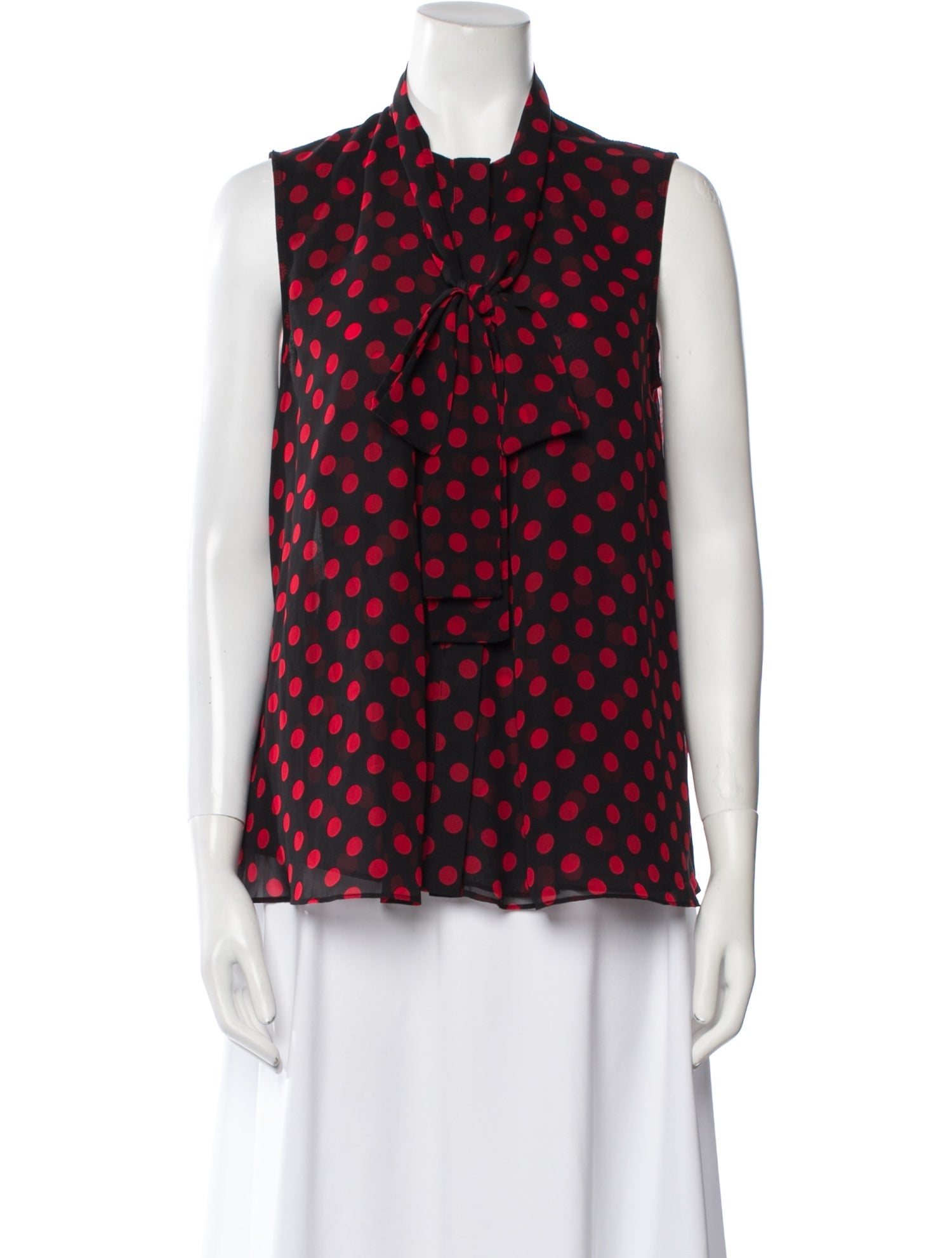 McQ Alexander McQueen Polka Dot Print Mock Neck Blouse
