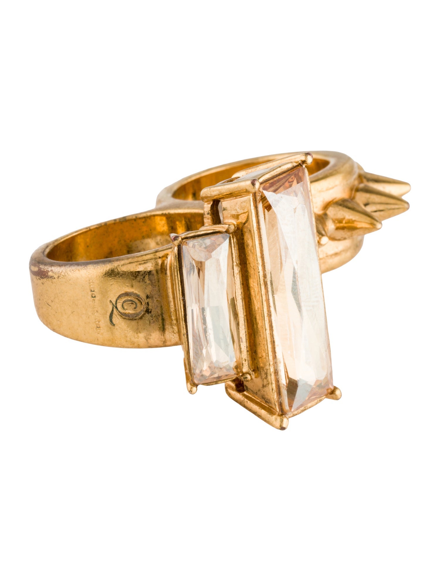 McQ Alexander McQueen Crystal Spike Knuckle Ring