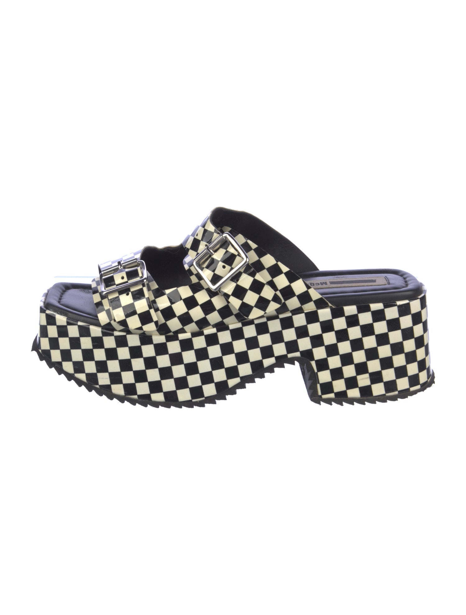 McQ Alexander McQueen Leather Plaid Print Slides