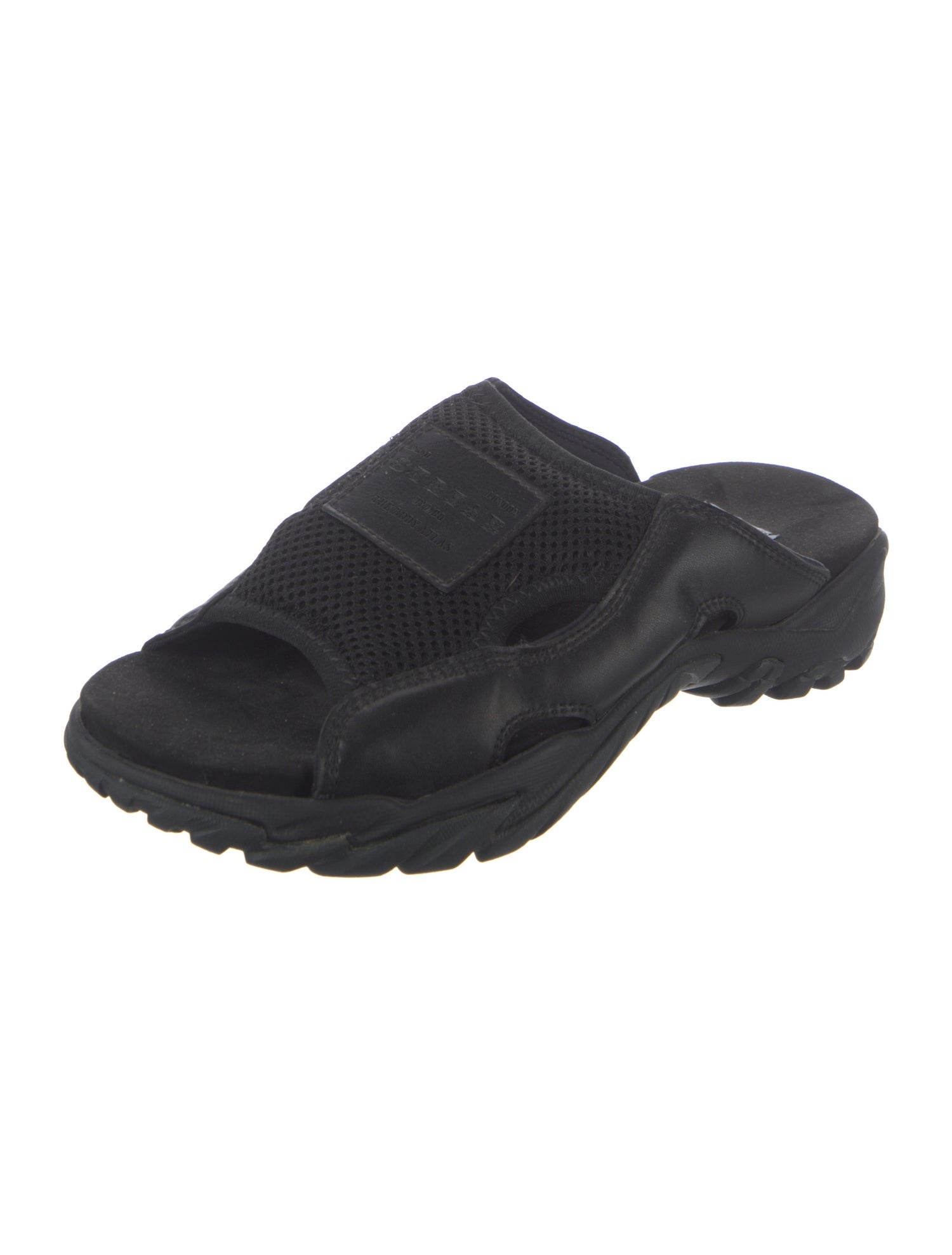 McQ Alexander McQueen Leather Mesh Accents Slides