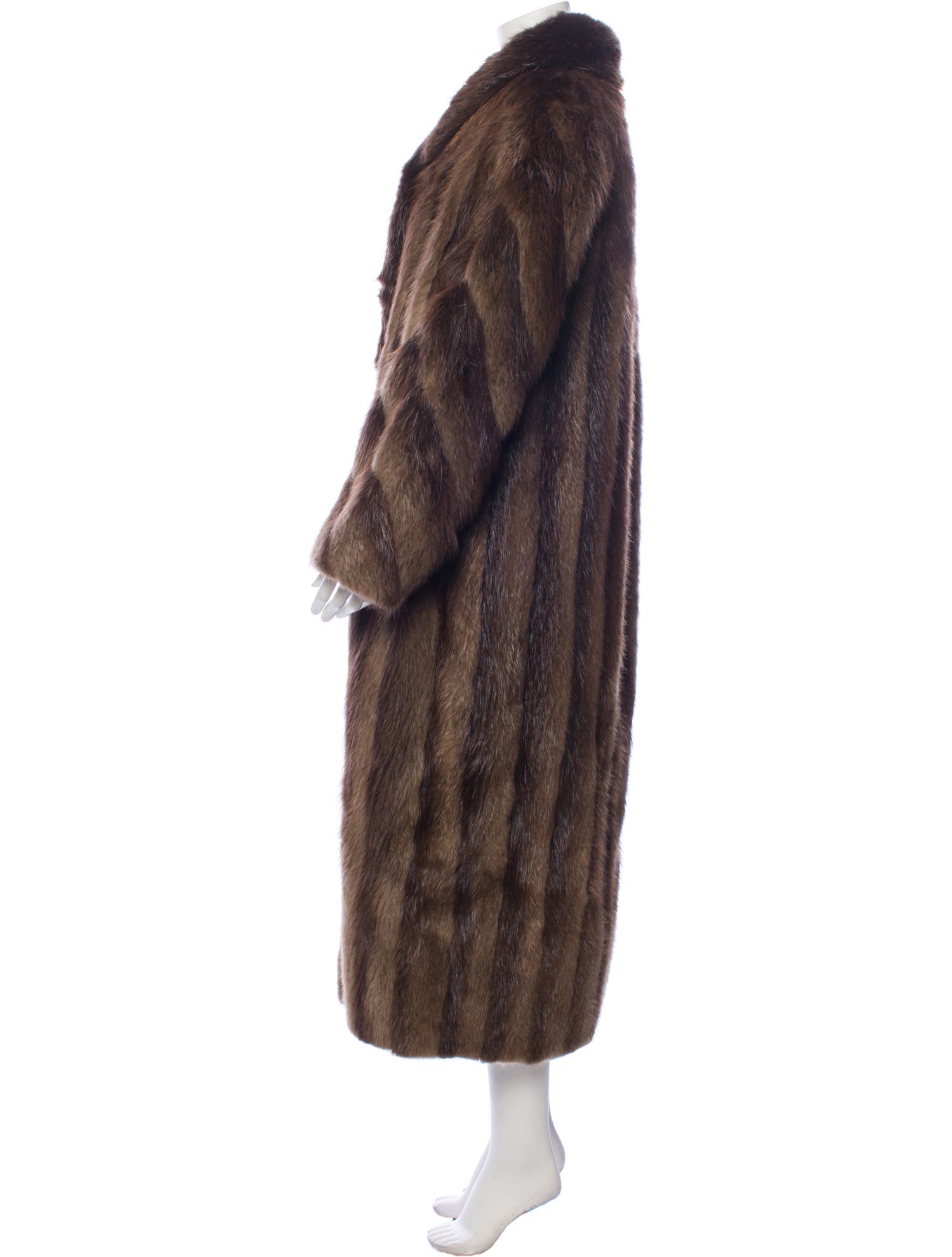 M Solomon Striped Fur Coat Brown Coats, Clothing WMQMN20007 The