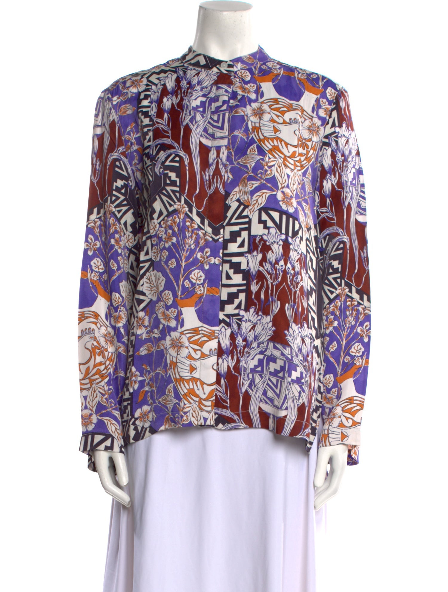 Mariacher Printed Mock Neck Blouse