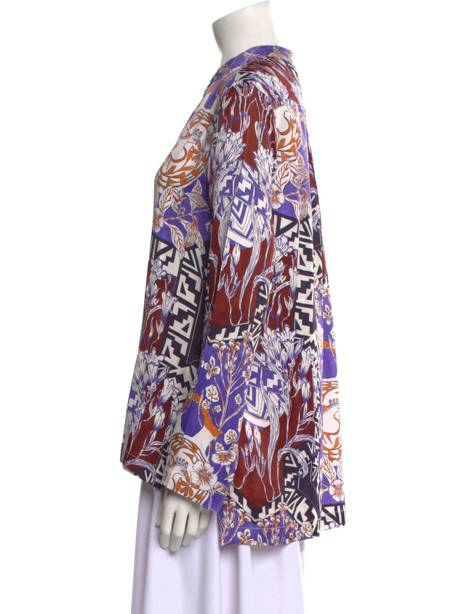 Mariacher Printed Mock Neck Blouse