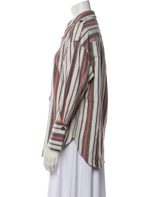 Mariacher Striped Long Sleeve Button-Up Top