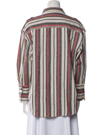 Mariacher Striped Long Sleeve Button-Up Top