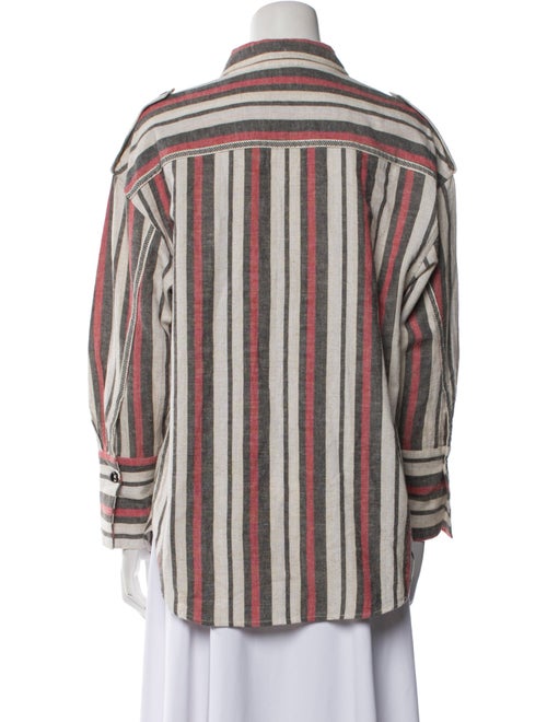 Mariacher Striped Long Sleeve Button-Up Top