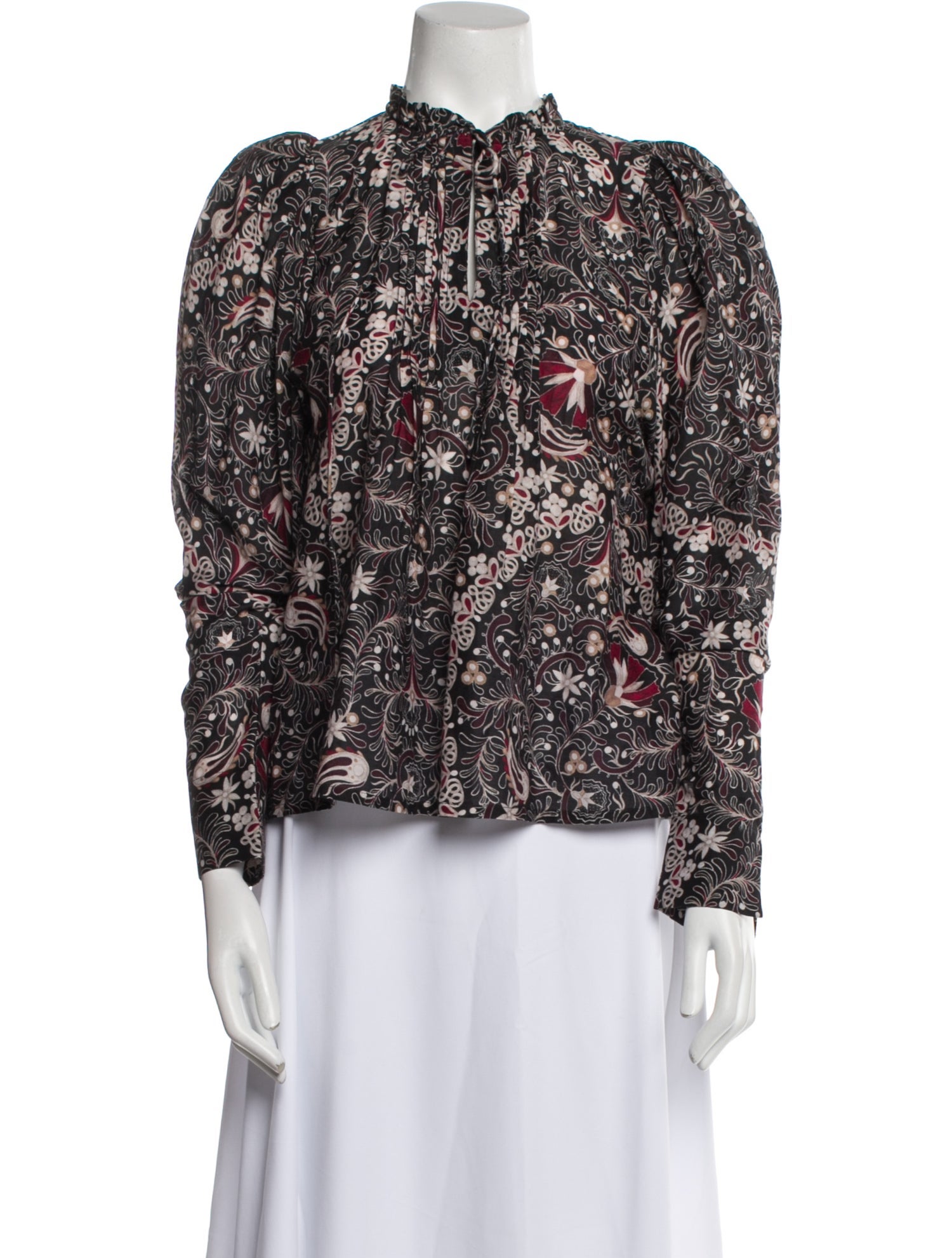 Mariacher Floral Print Mock Neck Blouse
