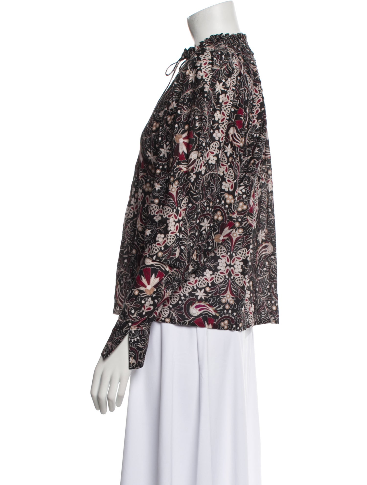 Mariacher Floral Print Mock Neck Blouse