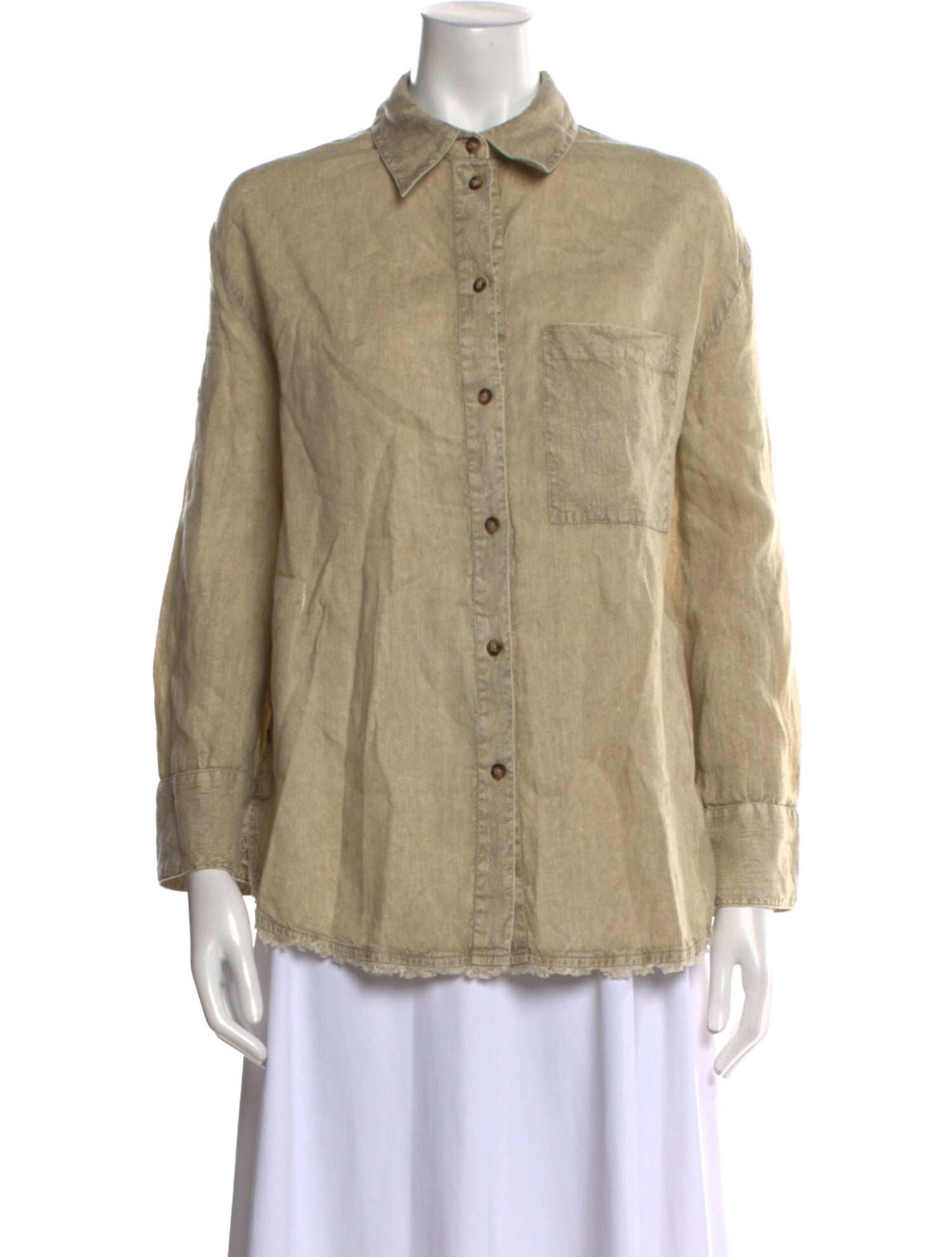 Mariacher Linen Long Sleeve Button-Up Top
