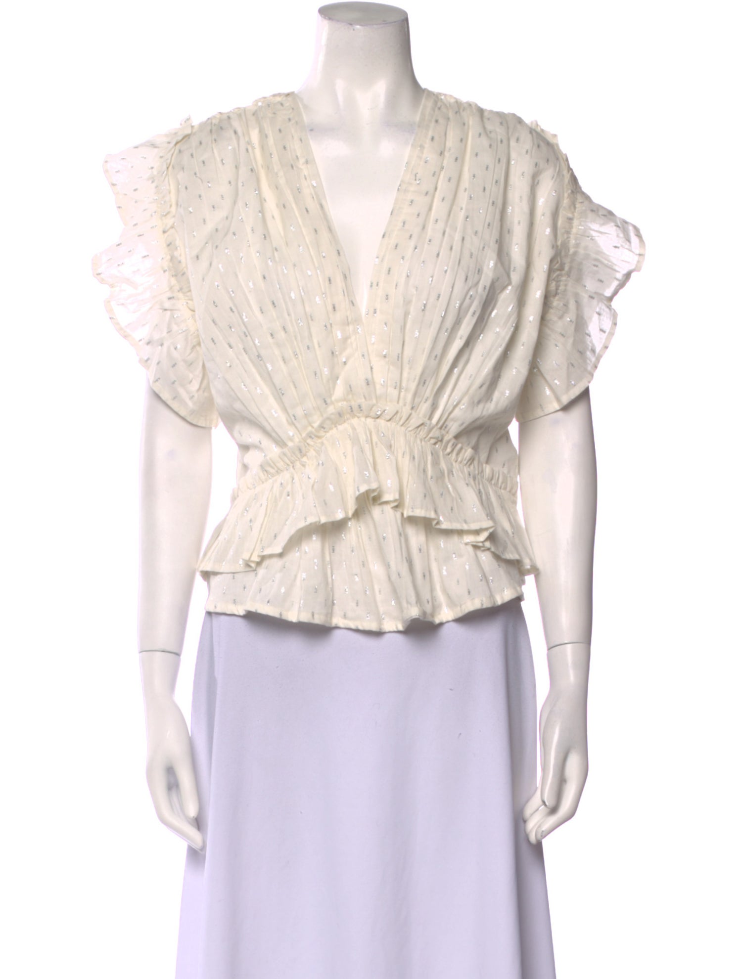 Mariacher V-Neck Short Sleeve Blouse w/ Tags