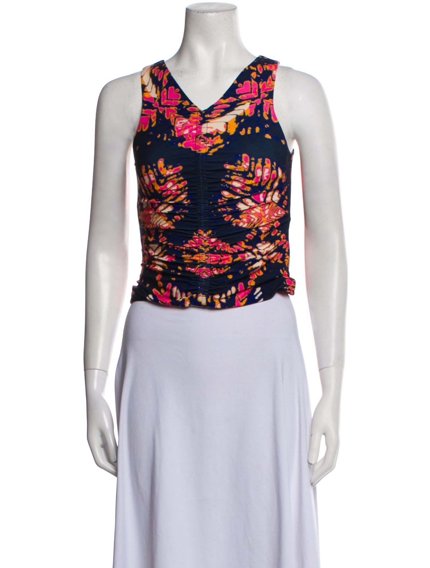 Mariacher Floral Print V-Neck Crop Top