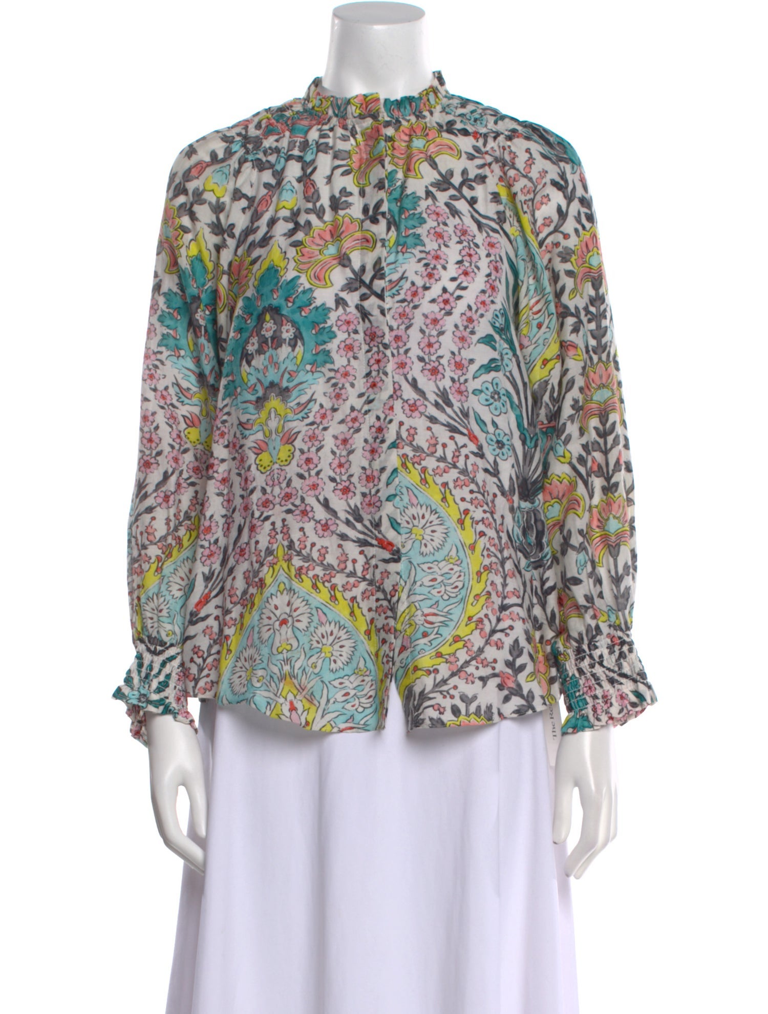 Mariacher Printed Mock Neck Blouse