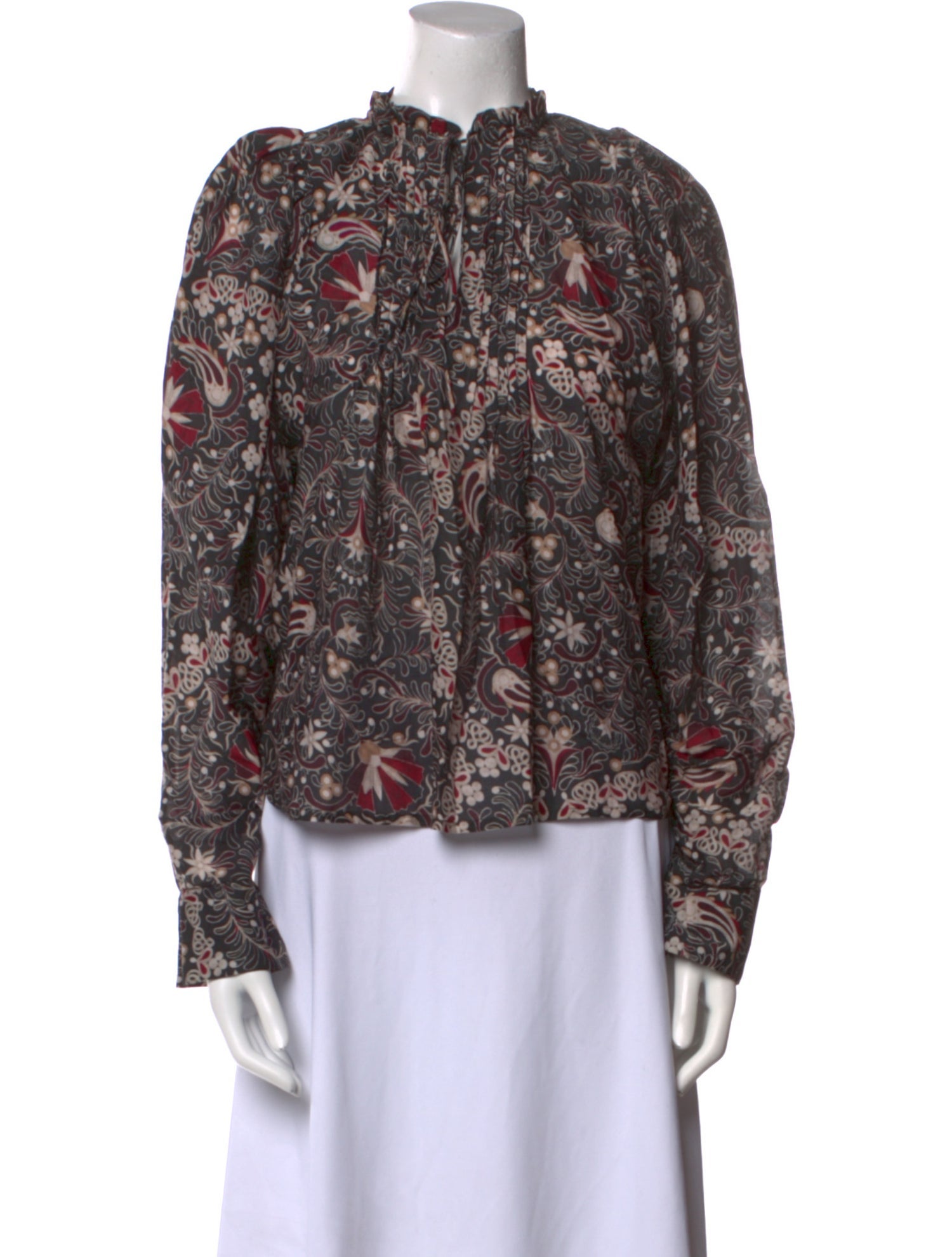 Mariacher Floral Print Mock Neck Blouse