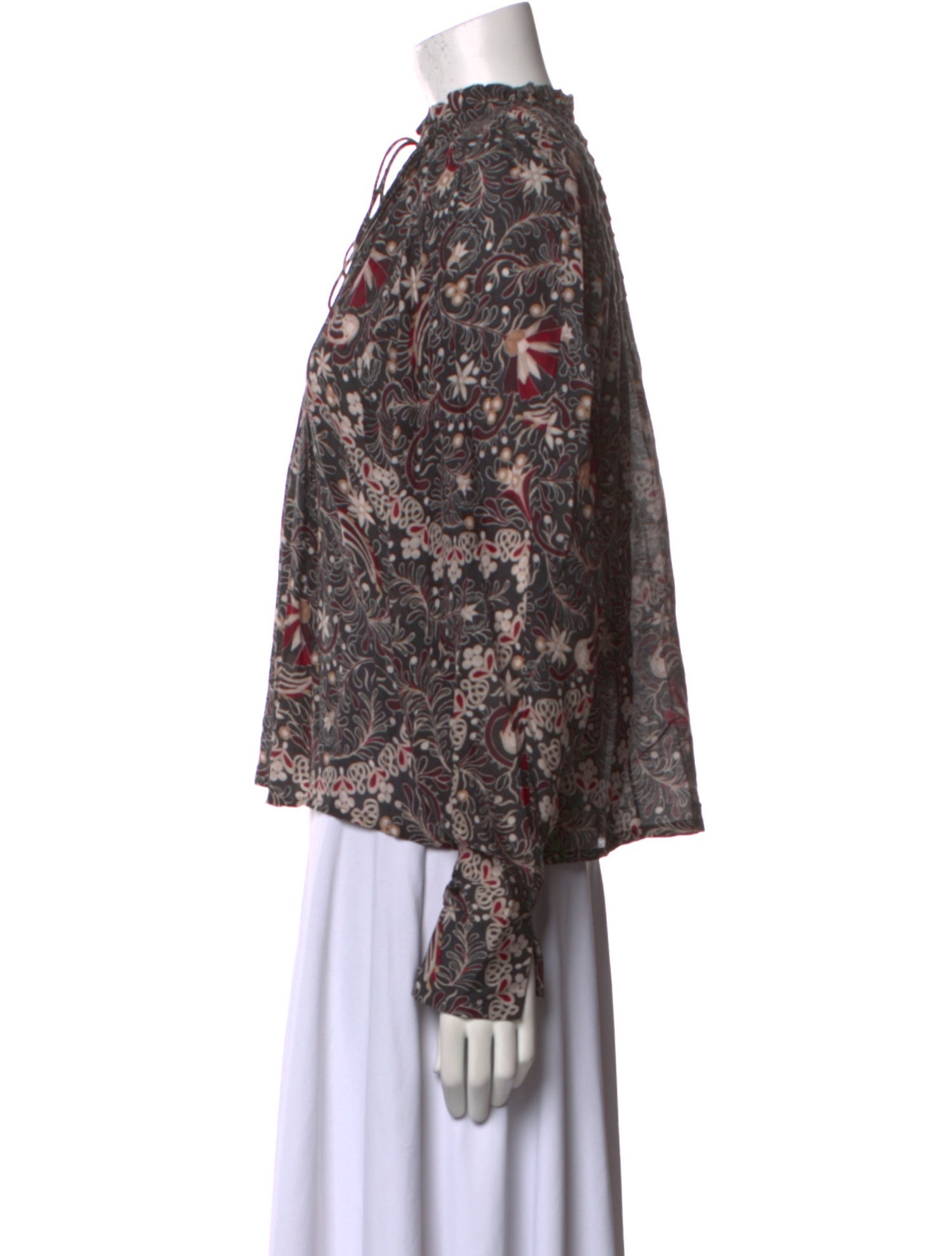 Mariacher Floral Print Mock Neck Blouse