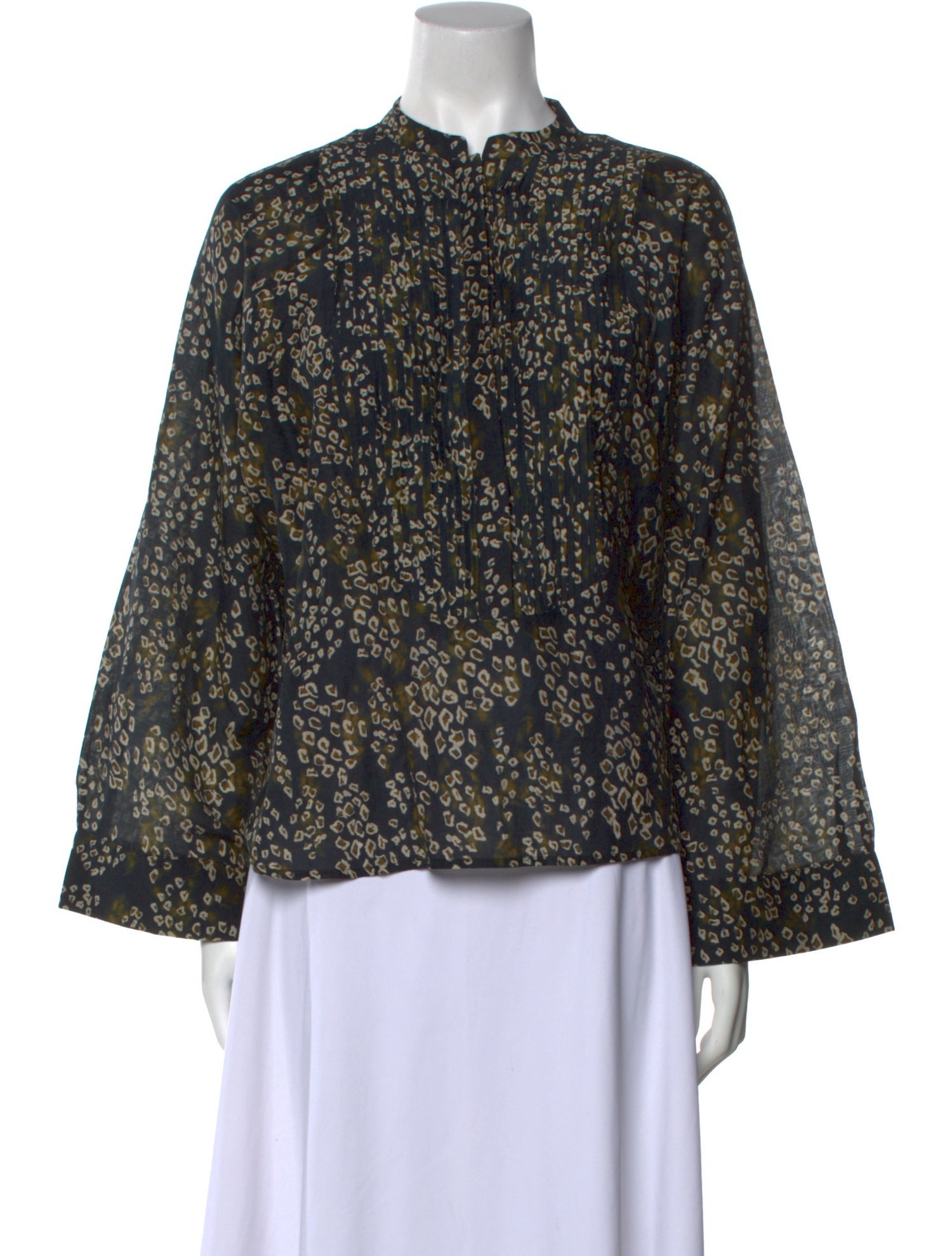 Mariacher Floral Print Mock Neck Blouse