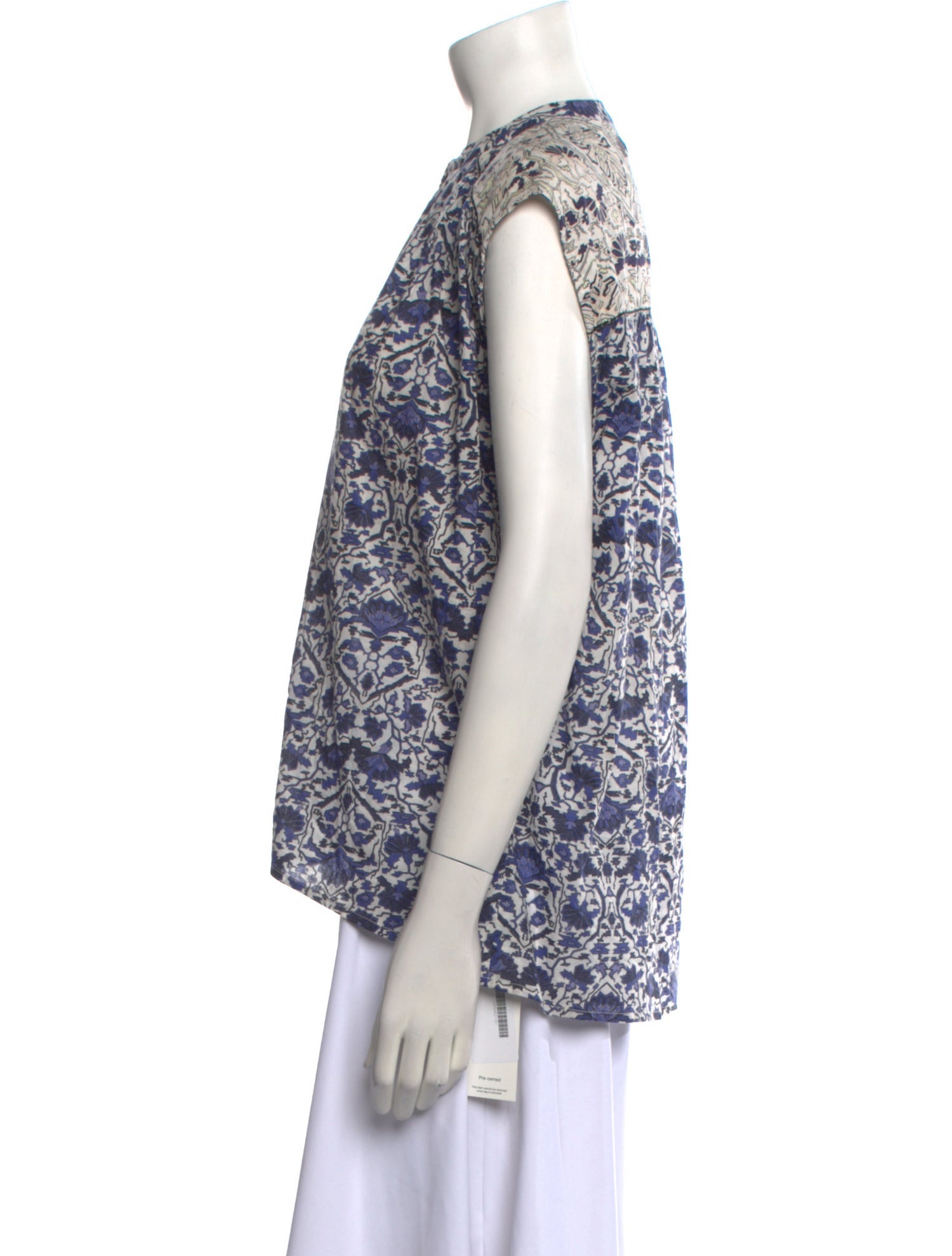 Mariacher Floral Print Mock Neck Blouse