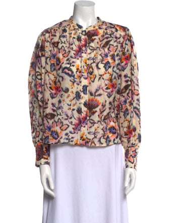 Mariacher Silk Floral Print Button-Up Top
