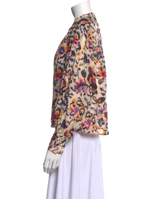 Mariacher Silk Floral Print Button-Up Top