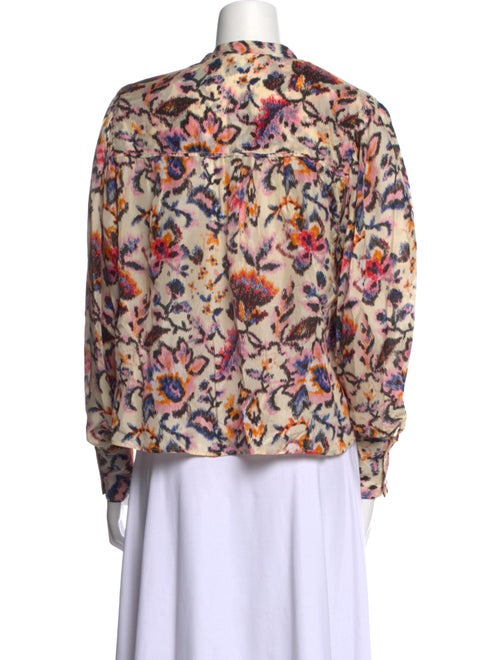 Mariacher Silk Floral Print Button-Up Top