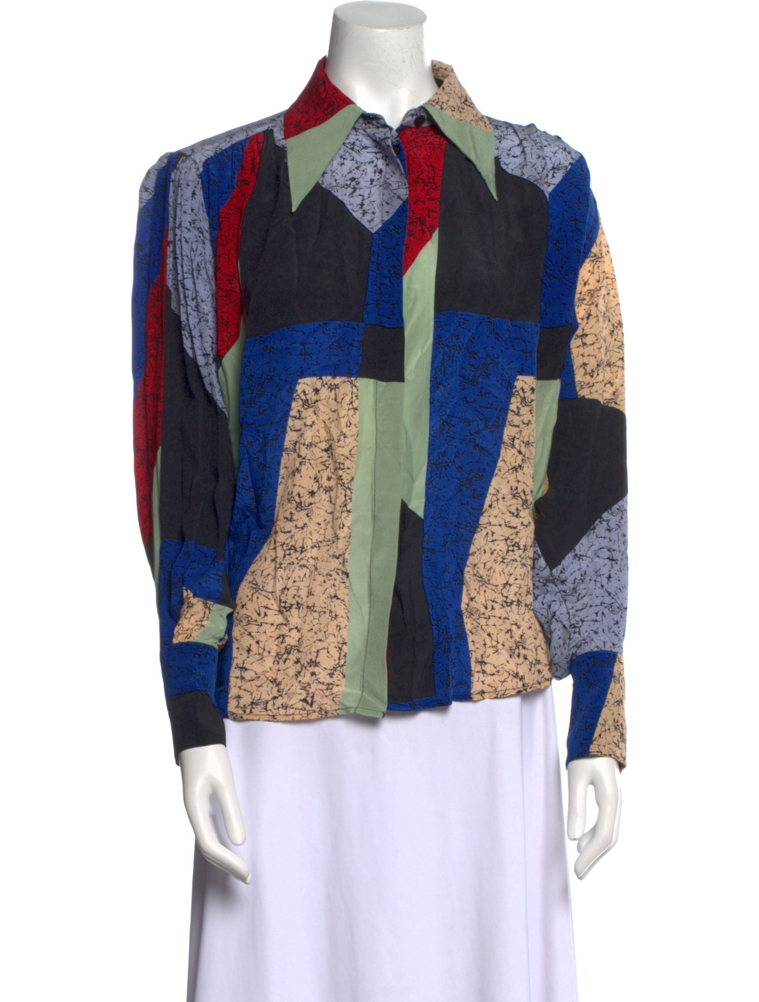Mariacher Silk Printed Button-Up Top