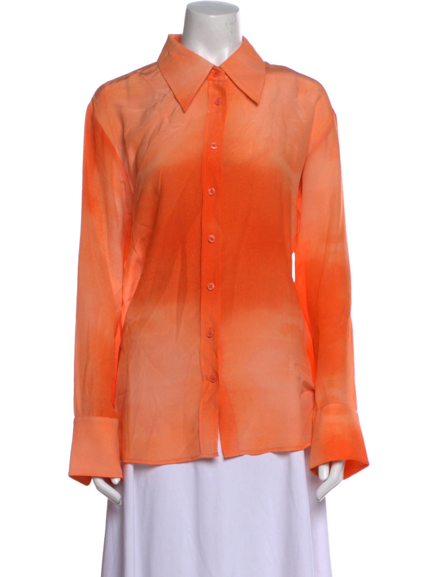 Mariacher Silk Long Sleeve Button-Up Top