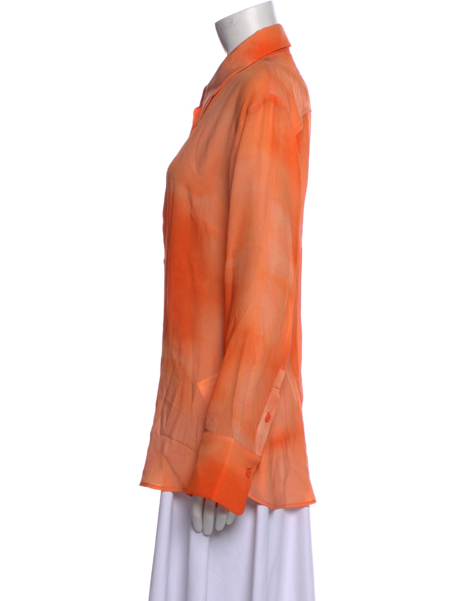 Mariacher Silk Long Sleeve Button-Up Top