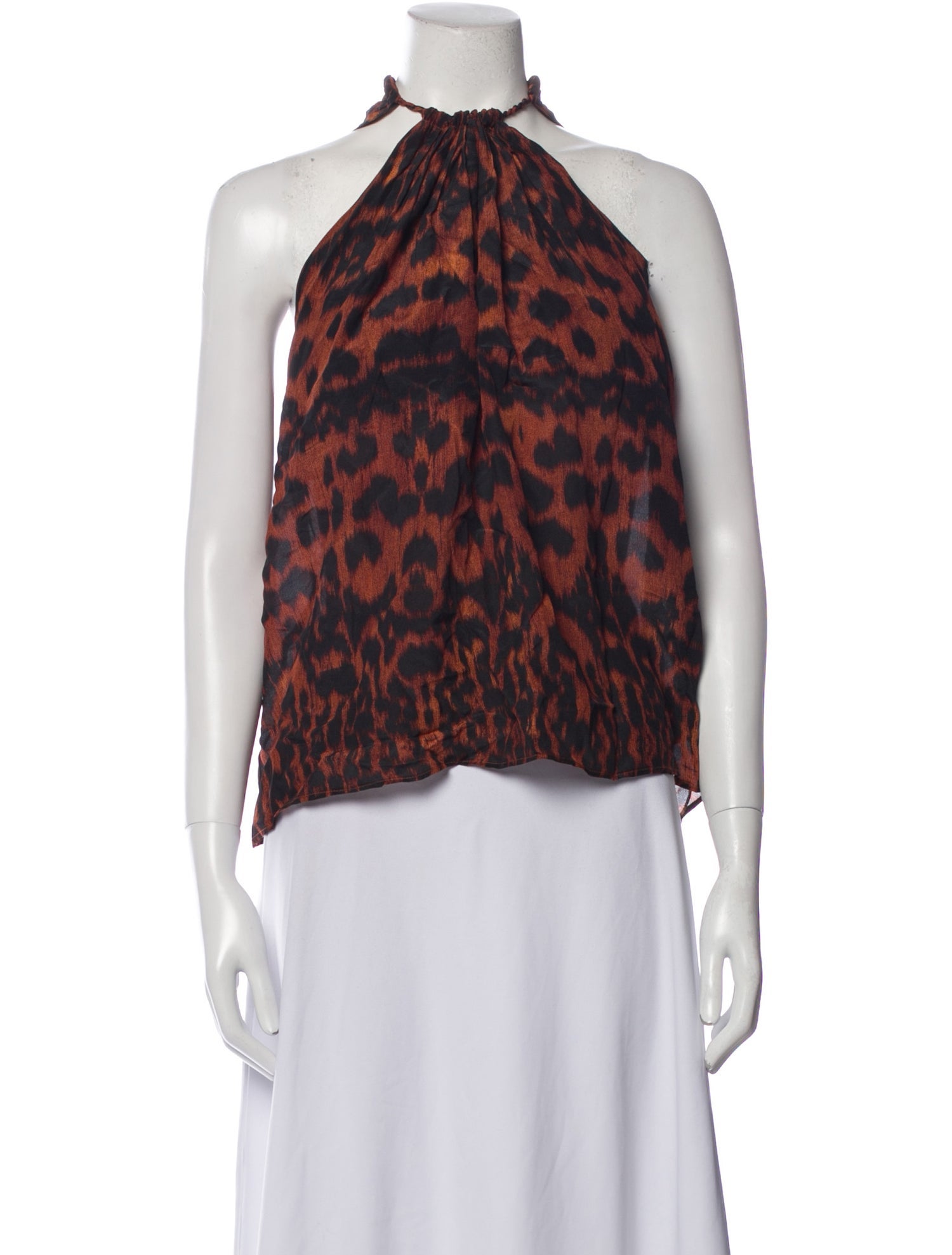 Mariacher Silk Animal Print Crop Top