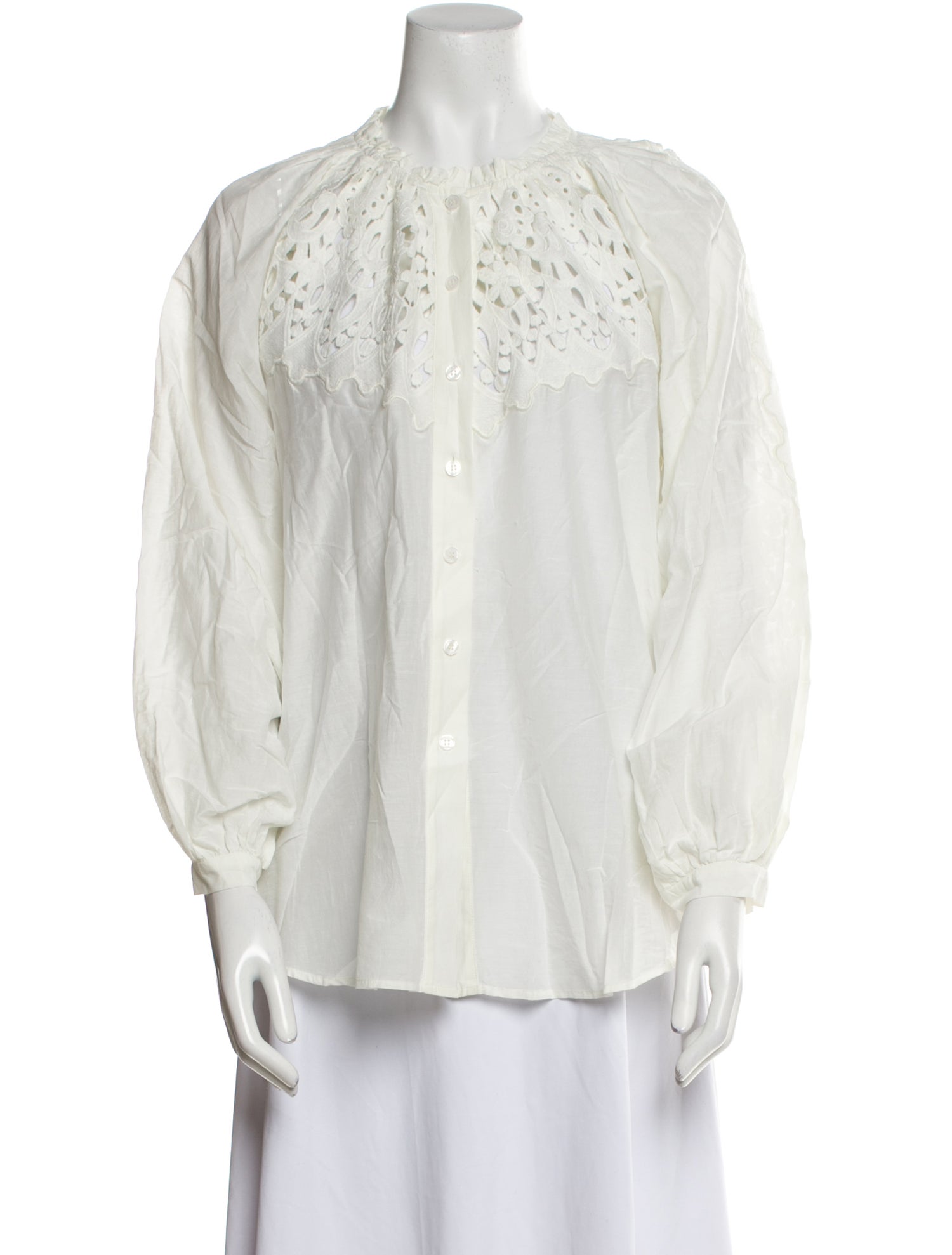 Mariacher Mock Neck Three-Quarter Sleeve Blouse