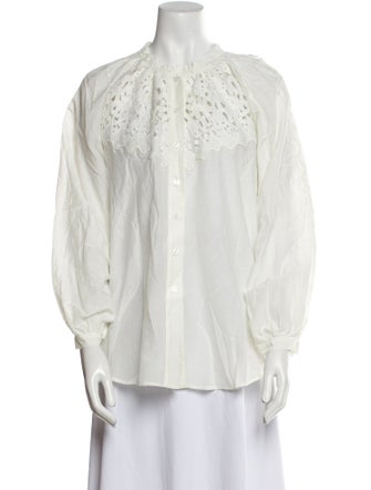 Mariacher Mock Neck Three-Quarter Sleeve Blouse