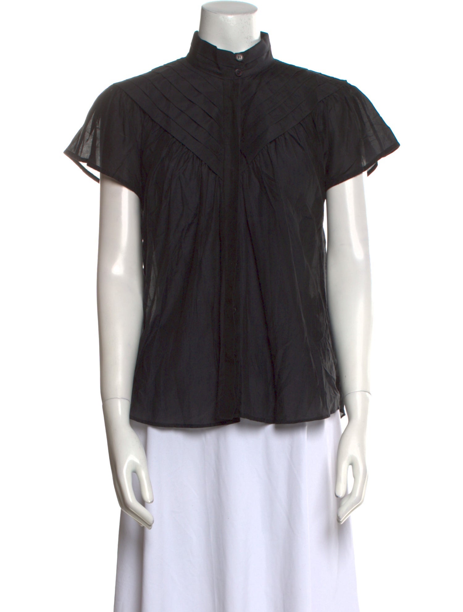 Mariacher Mock Neck Short Sleeve Blouse