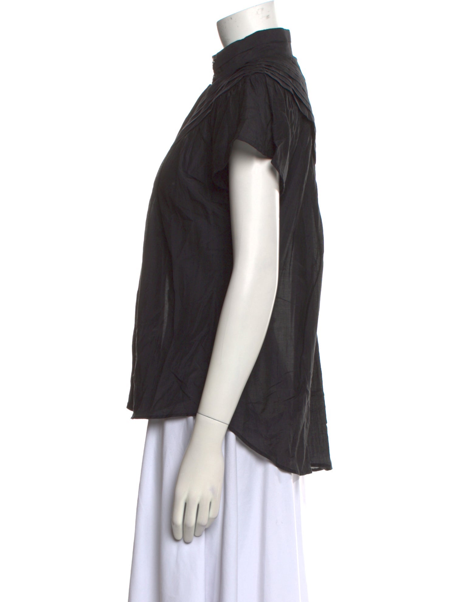 Mariacher Mock Neck Short Sleeve Blouse