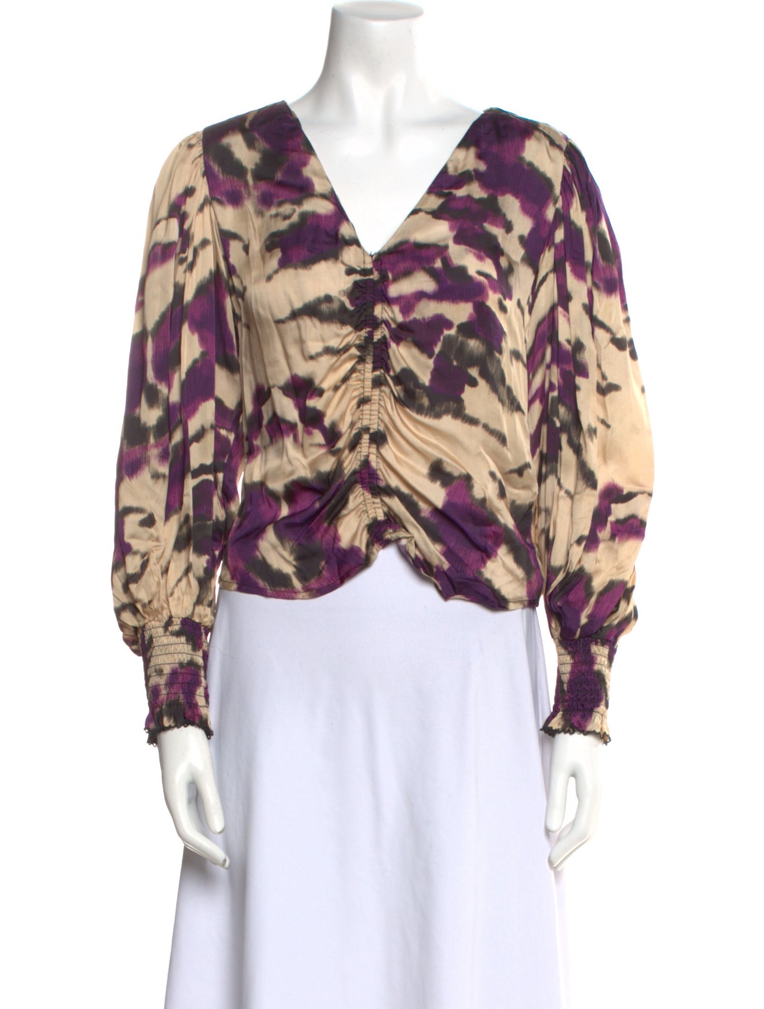 Mariacher Printed V-Neck Blouse w/ Tags