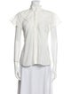 Mariacher Mock Neck Short Sleeve Button-Up Top