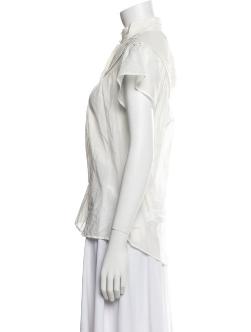 Mariacher Mock Neck Short Sleeve Button-Up Top