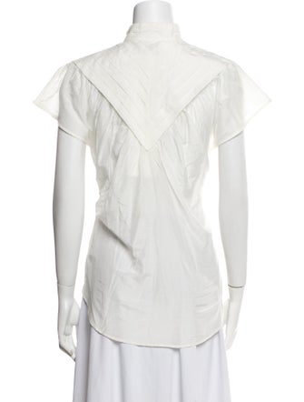 Mariacher Mock Neck Short Sleeve Button-Up Top