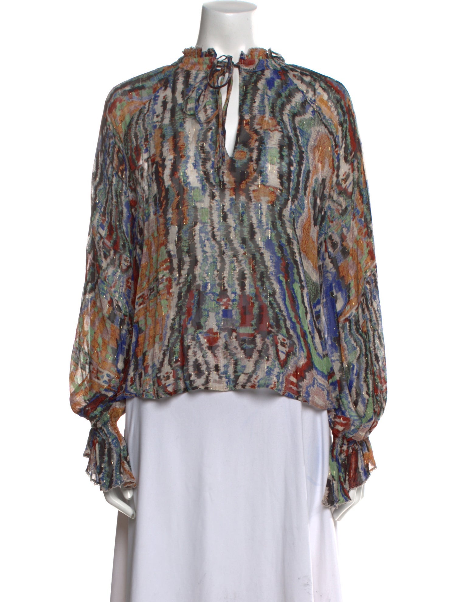 Mariacher Printed Mock Neck Blouse w/ Tags