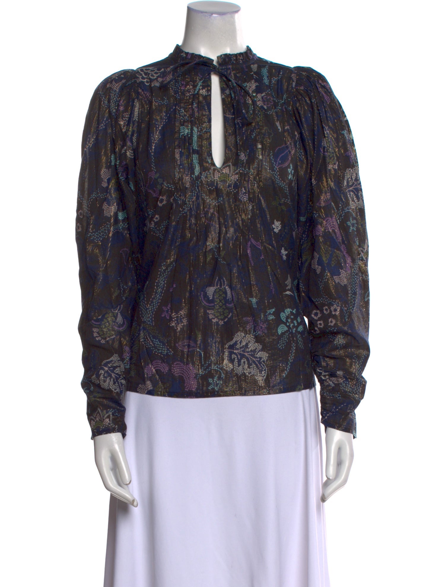 Mariacher Printed Mock Neck Blouse