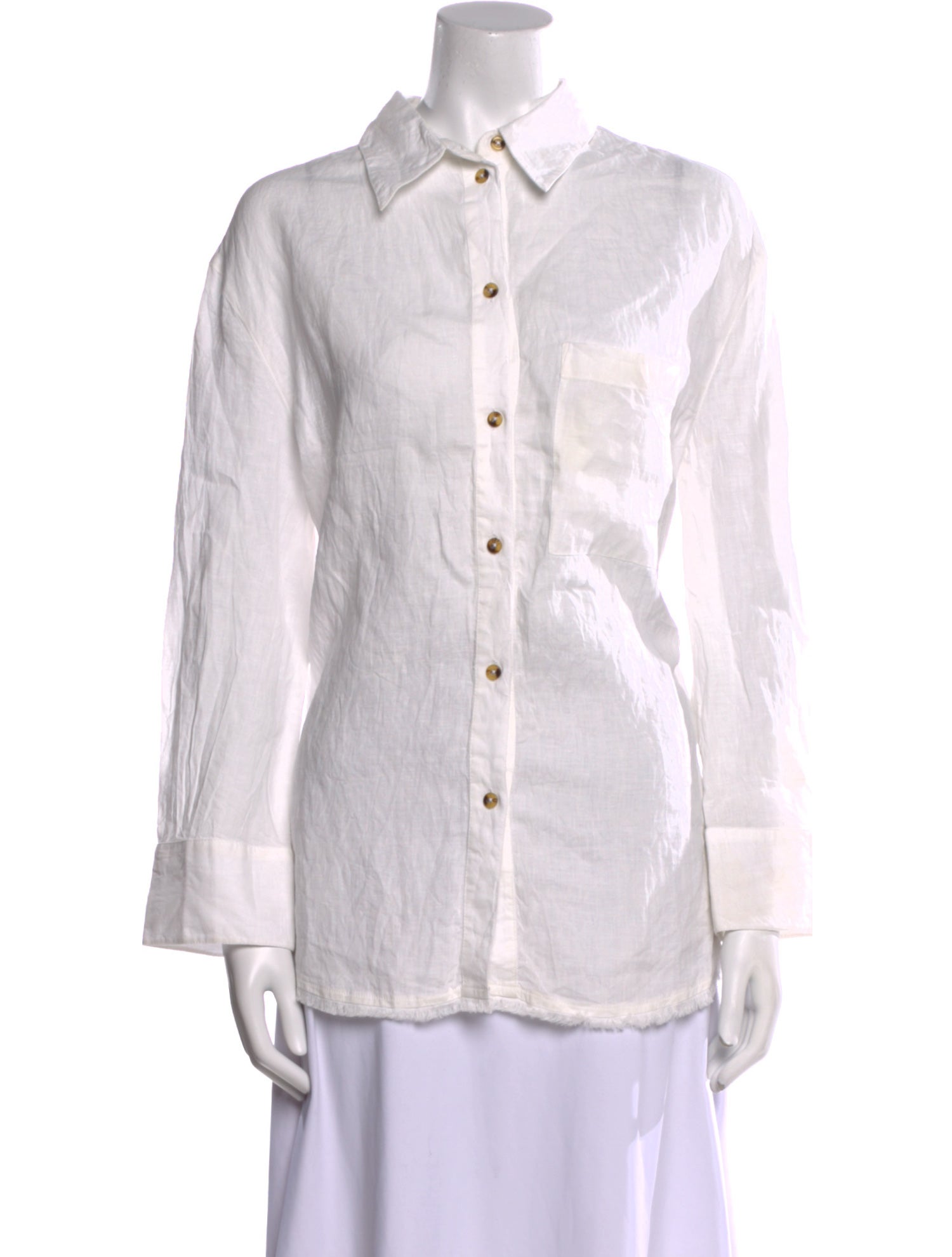 Mariacher Linen Long Sleeve Button-Up Top