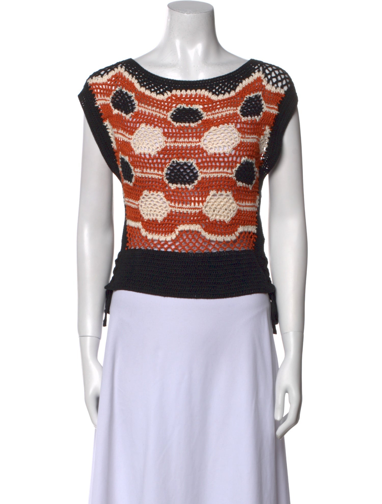 Mariacher Printed Bateau Neckline Crop Top w/ Tags