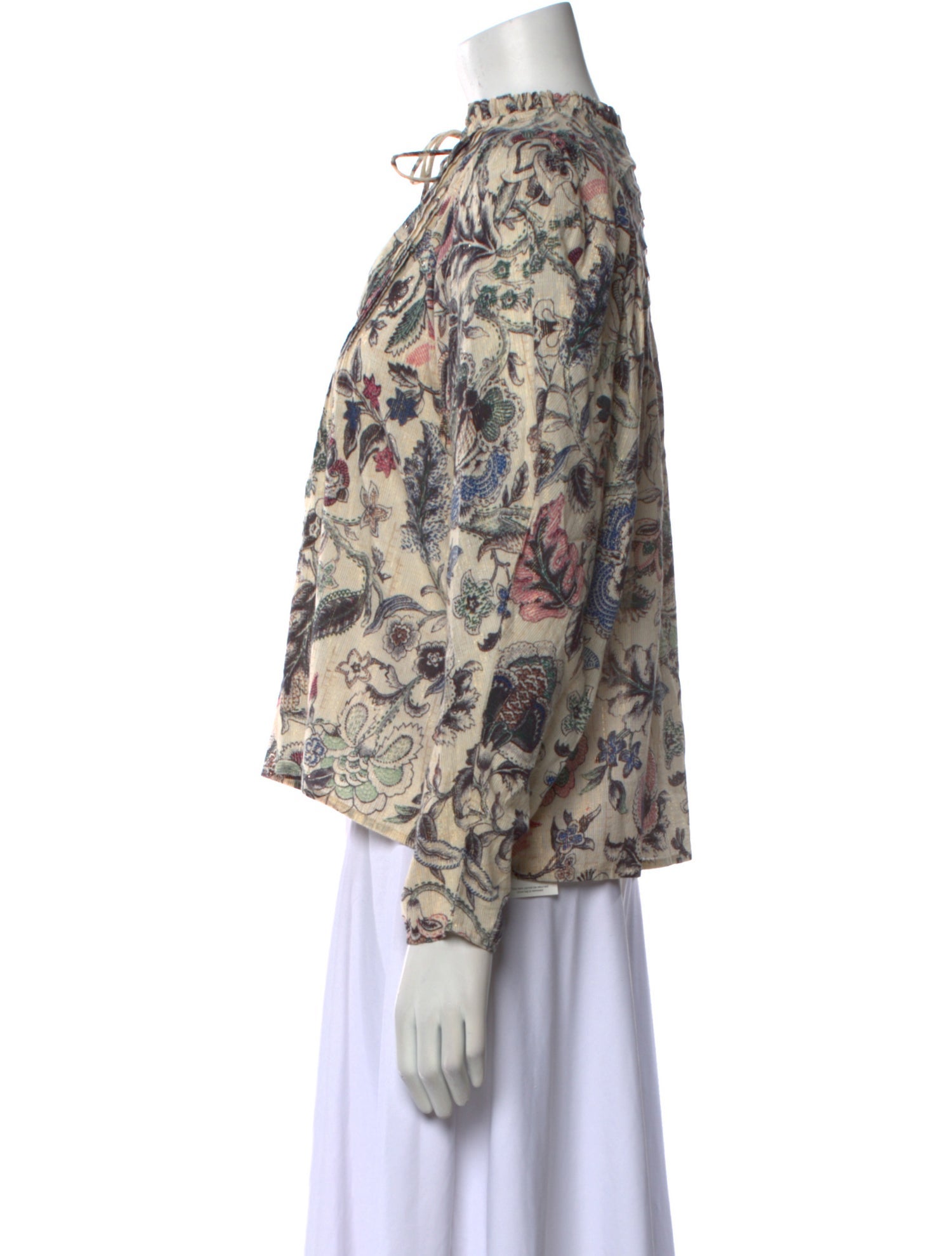 Mariacher Floral Print Mock Neck Blouse