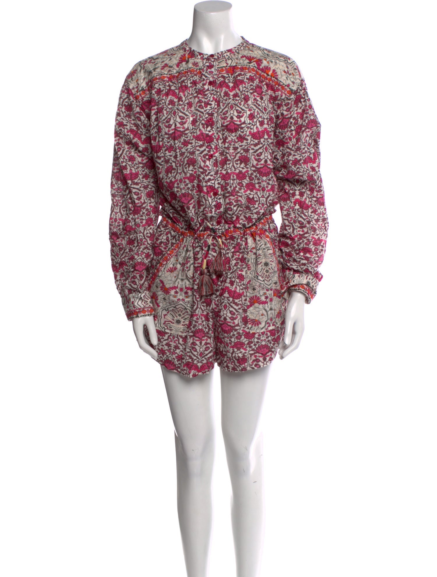 Mariacher Floral Print Crew Neck Romper
