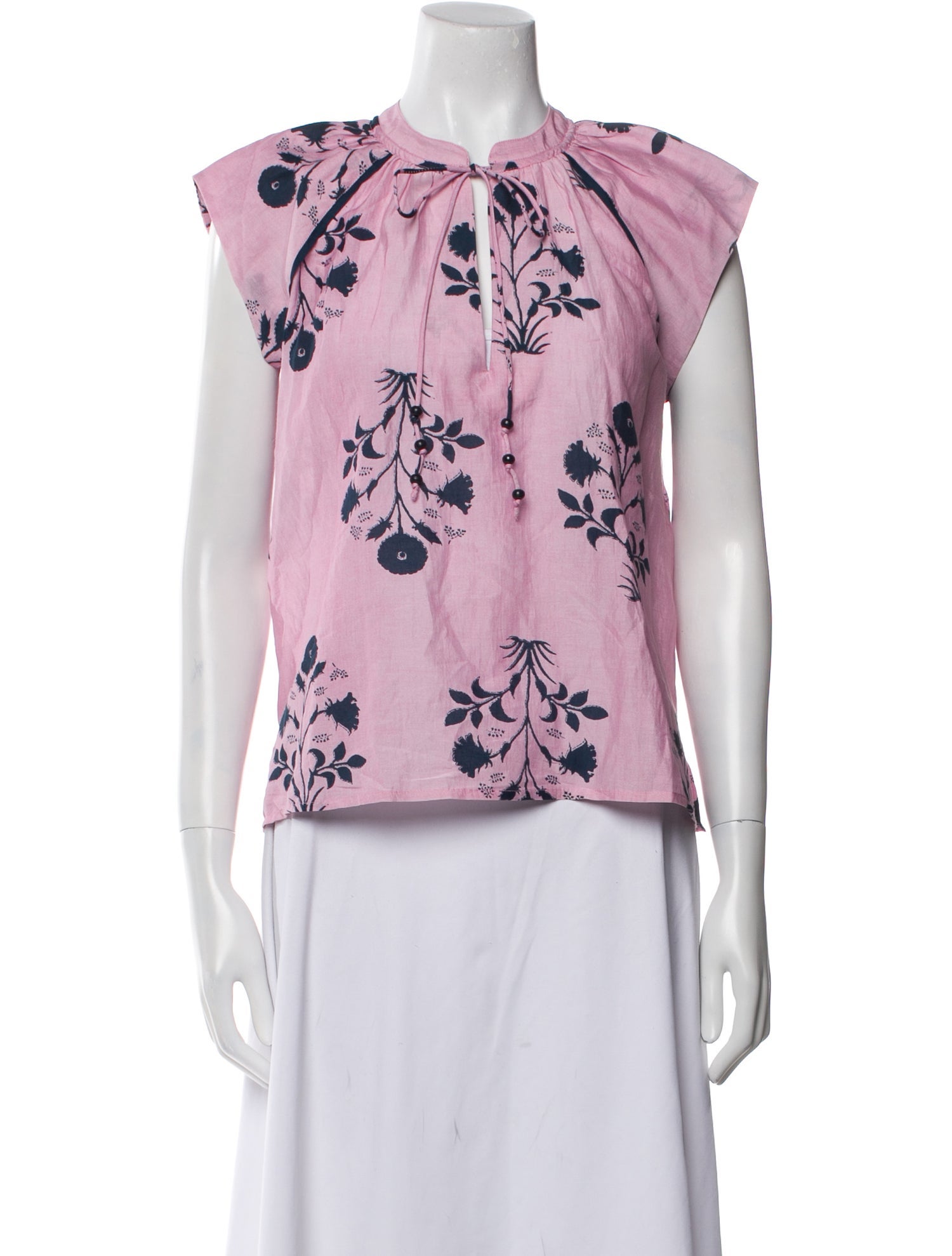 Mariacher Floral Print Crew Neck Blouse