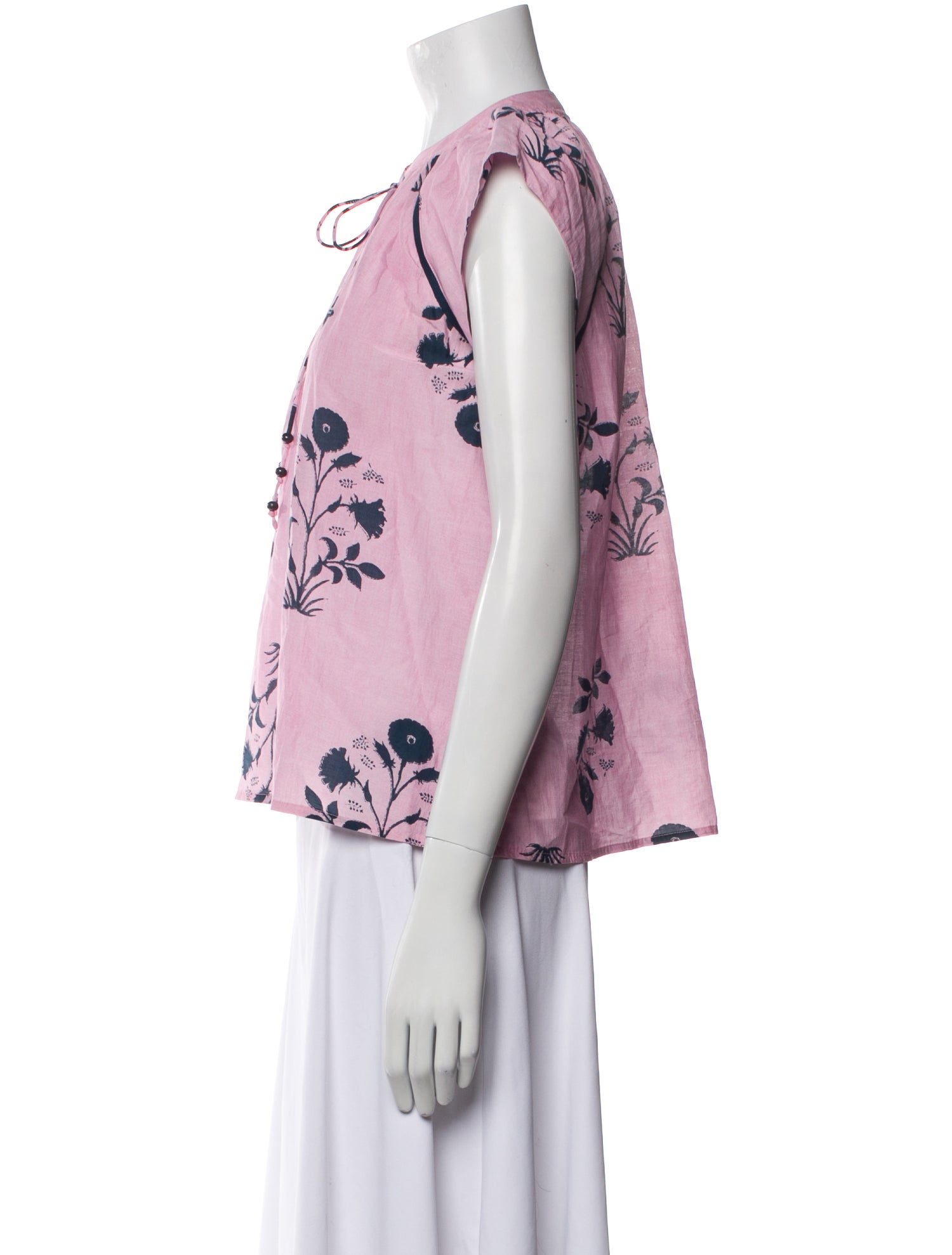 Mariacher Floral Print Crew Neck Blouse