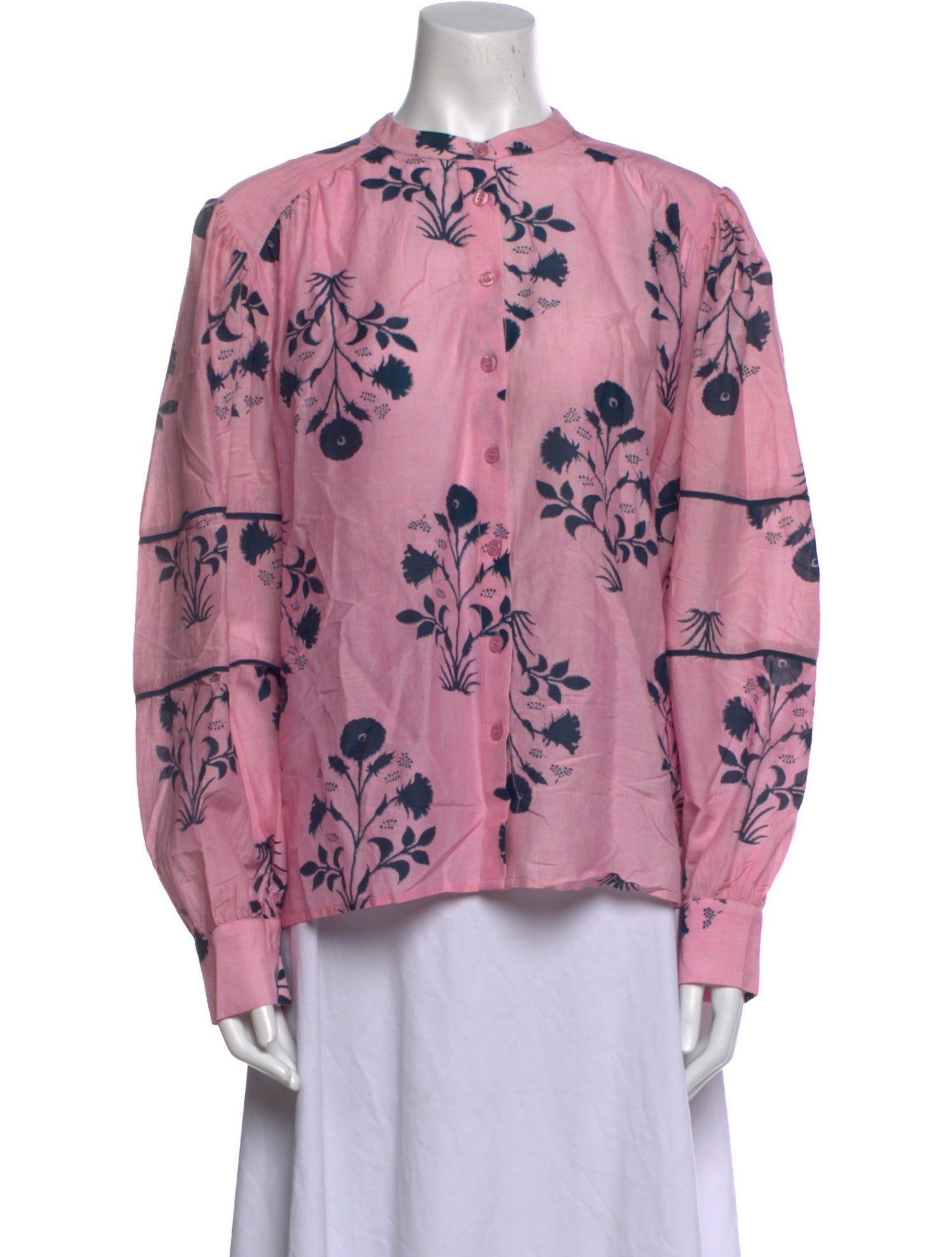 Mariacher Floral Print Mock Neck Blouse