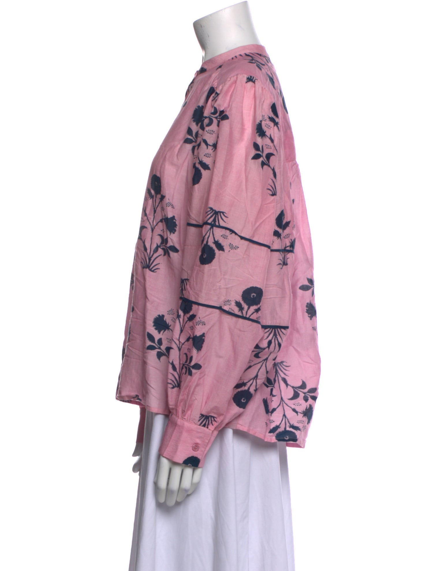 Mariacher Floral Print Mock Neck Blouse