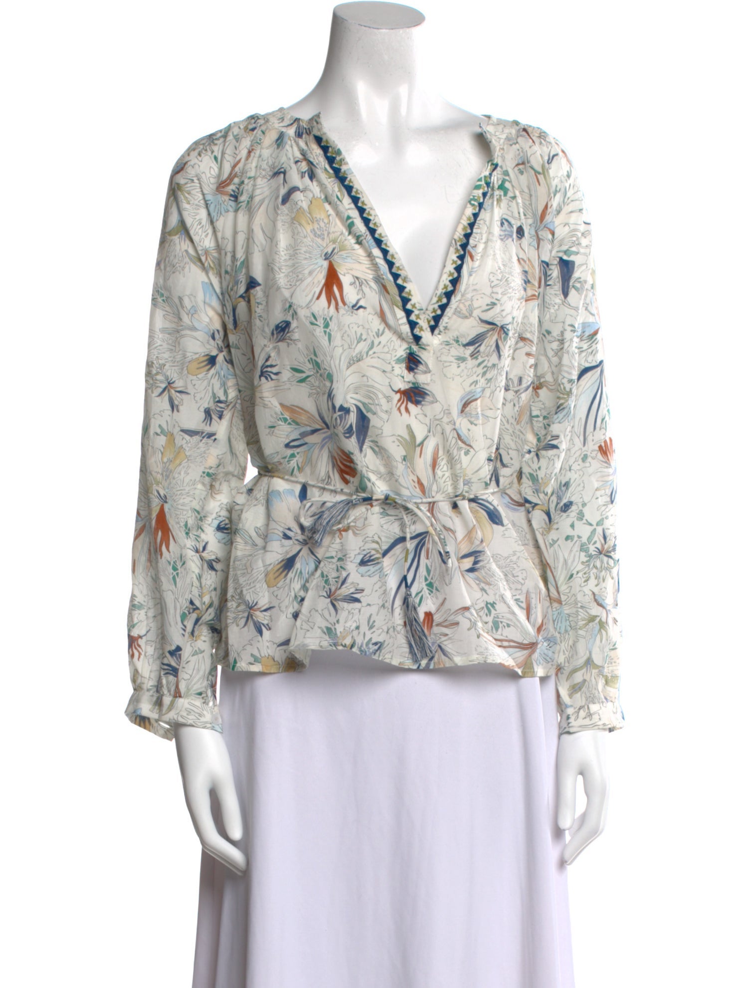 Mariacher Printed V-Neck Blouse