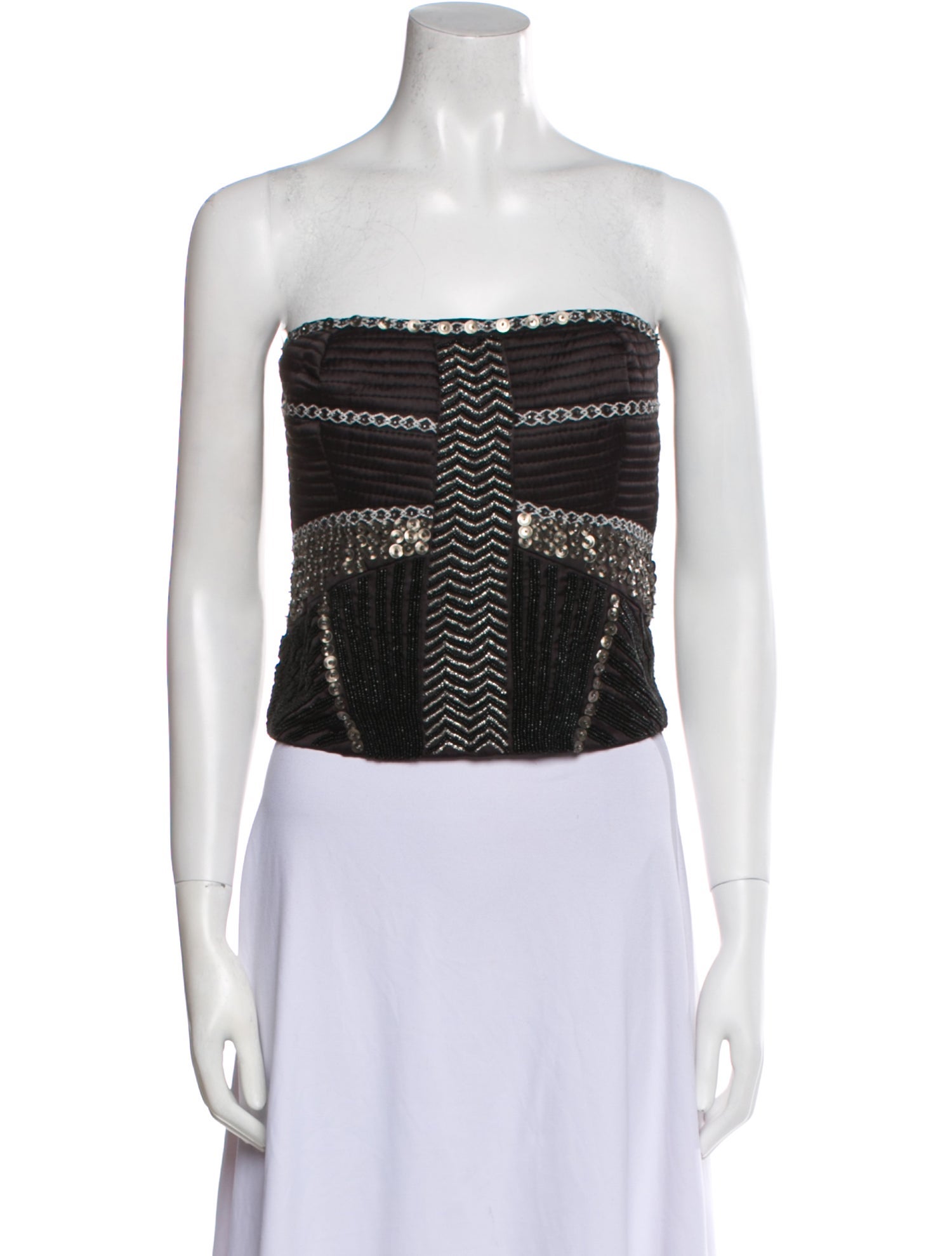 Mariacher Striped Strapless Crop Top