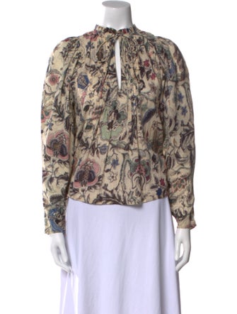 Mariacher Paisley Print Mock Neck Blouse