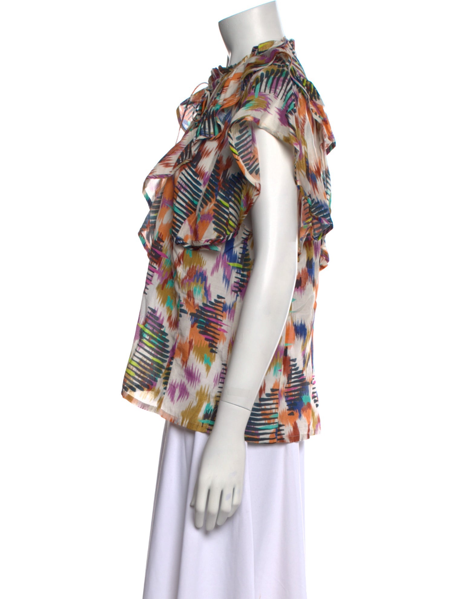 Mariacher Printed Mock Neck Blouse