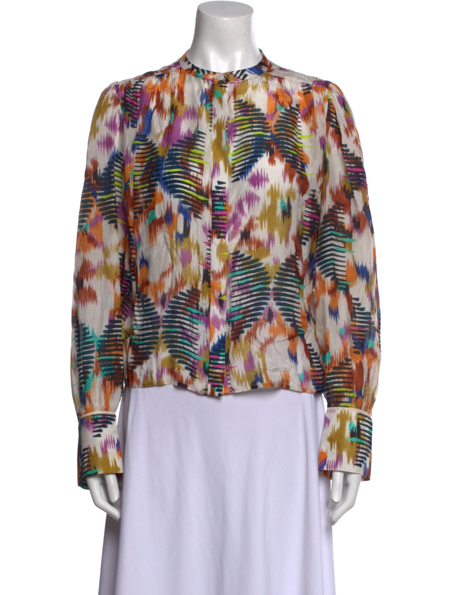 Mariacher Printed Mock Neck Blouse